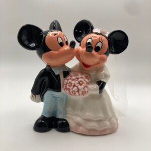 VTG Disney Mickey Minnie Mouse BRIDE & GROOM Ceramic Wedding Cake Topper Figure‎